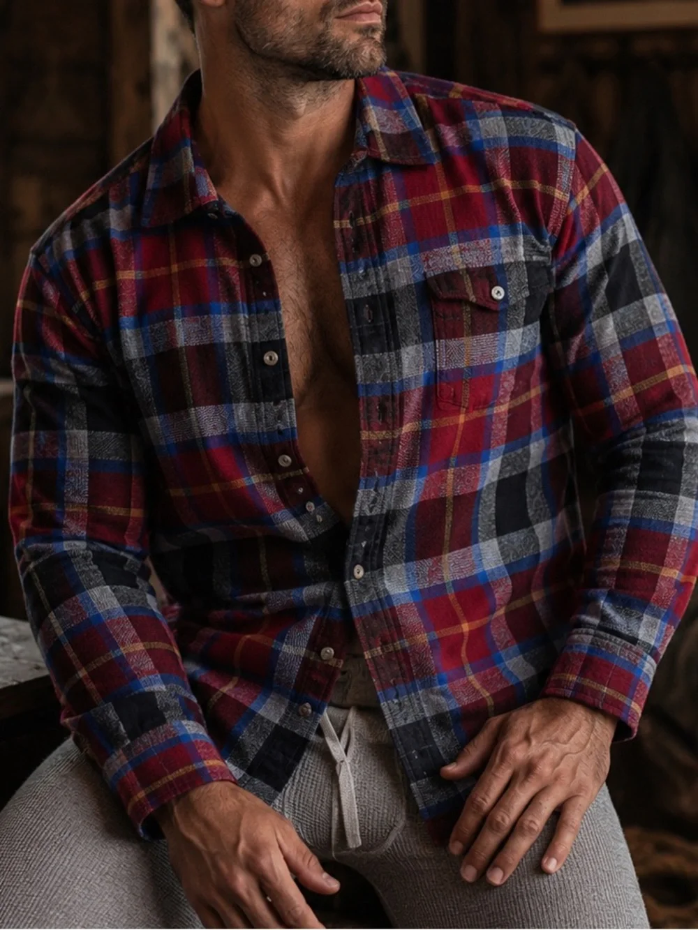 THE NORTH FACE Check Flannel Rugged Outdoors Long Sleeve Shirt Men’s Medium